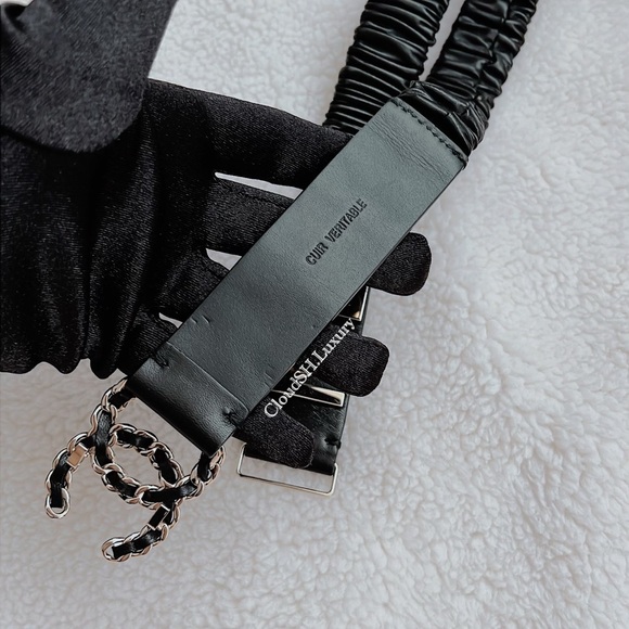 Auth Chanel Ss19 CC Logo Elastic Ruched Waist-belt Size.85 -Extremely Rare - Picture 12 of 15